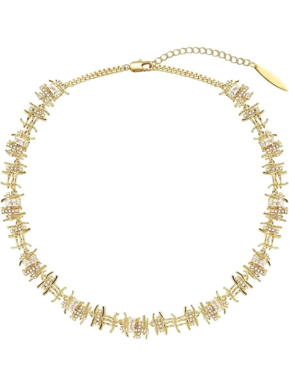 Chunky Braided Gold Chain Necklace, Handmade Cubic Zirconia Choker, Dainty Gift